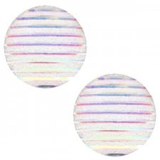 Basic cabochon 20mm stripe Silver crystal holographic
